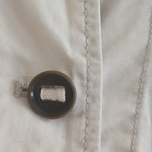 Eddie Bauer Women’s M Beige Safari Field Jacket Travex Patchwork Elbow Utility - Picture 8 of 14